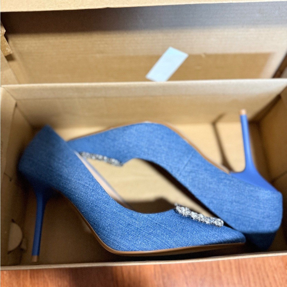 Steve Madden Blue Denim Embellished Women's Heels NEW - Picture 5 of 7